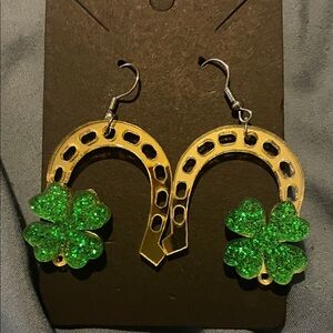 Horseshoe and Clover Earrings